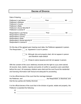 Decree of Divorce legal pleading template