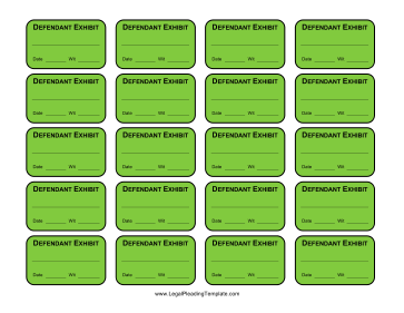 Defendant Exhibit Labels legal pleading template