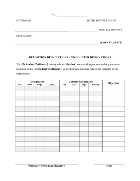 Deposition Counter-Designations legal pleading template