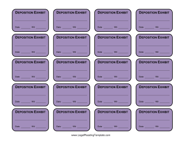 Deposition Exhibit Labels legal pleading template