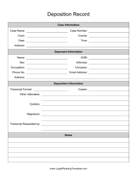 Deposition Record legal pleading template