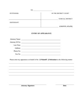 Entry of Appearance legal pleading template