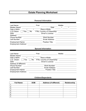 Estate Planner Worksheet legal pleading template