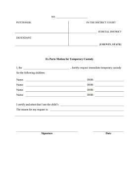 Ex Parte Temporary Custody legal pleading template