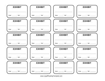 Exhibit Labels legal pleading template