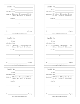 Exhibit Tag legal pleading template