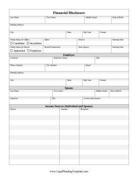 Financial Disclosure Form legal pleading template