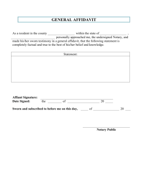 General Affidavit legal pleading template