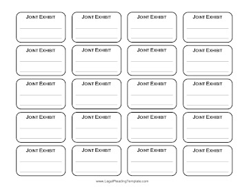 Joint Exhibit Labels legal pleading template