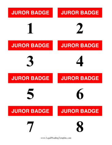 Juror Badges 1 to 8 legal pleading template