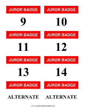 Juror Badges 9 to 14 Alternate legal pleading template