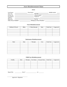 Juror Reimbursement Claim legal pleading template