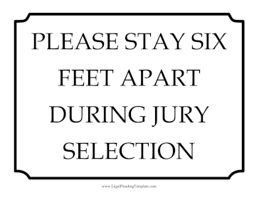 Jury Room Distancing Sign legal pleading template