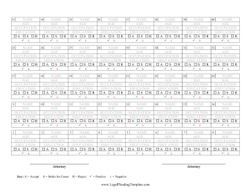 Jury Selection Pool Seating Chart legal pleading template