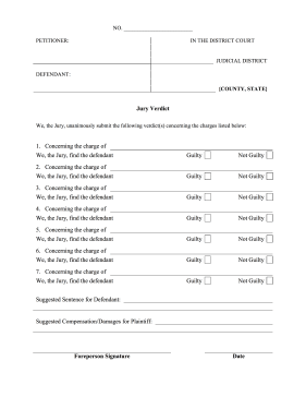 Jury Verdict Form legal pleading template