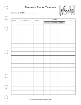LSAT Planner Practice Score Tracker legal pleading template