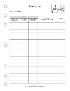 LSAT Planner Scoring Chart Reference legal pleading template
