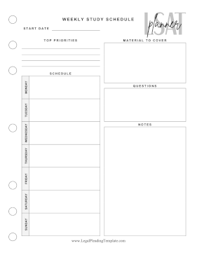 LSAT Planner Weekly Study Schedule legal pleading template