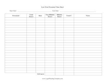 Law Firm Personnel Time Sheet legal pleading template