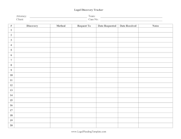 Legal Discovery Tracker legal pleading template