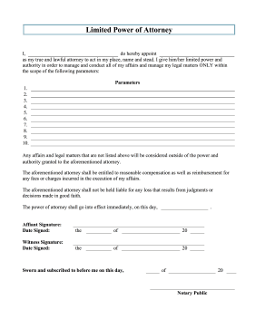 Limited Power of Attorney legal pleading template