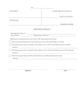 Military Affidavit legal pleading template