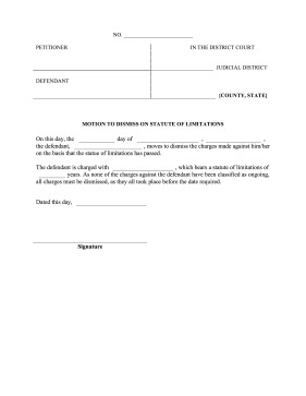 Motion To Dismiss Statute Limitations legal pleading template