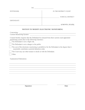 Motion To Modify Electronic Monitoring legal pleading template