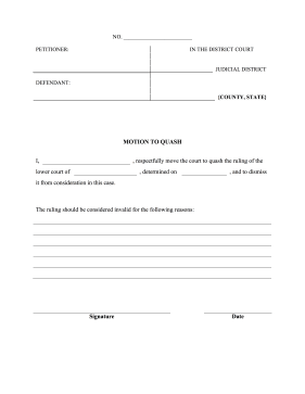 Motion To Quash legal pleading template