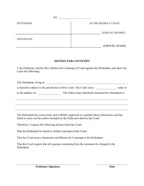 Motion for Contempt legal pleading template