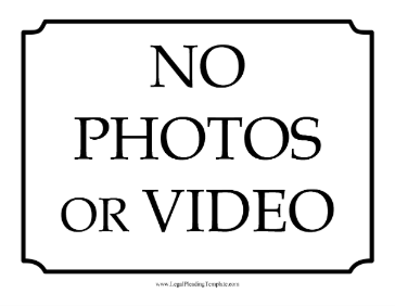 No Photos Or Video Courtroom Sign legal pleading template