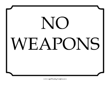 No Weapons Courtroom Sign legal pleading template