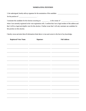 Nomination Petition legal pleading template