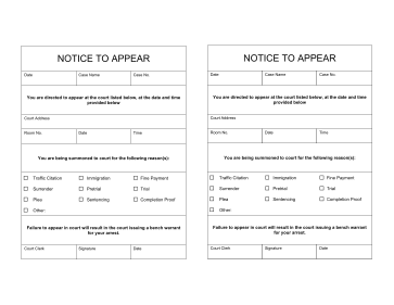 Notice To Appear legal pleading template