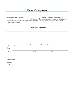 Notice of Assignment legal pleading template