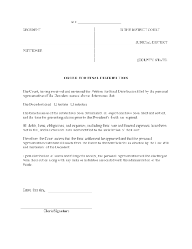 Order For Final Distribution legal pleading template