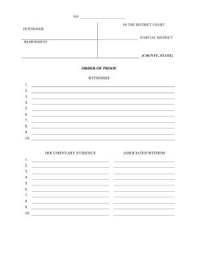 Order of Proof legal pleading template