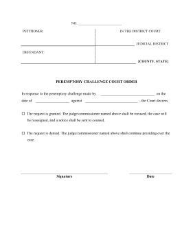 Peremptory Challenge Response legal pleading template