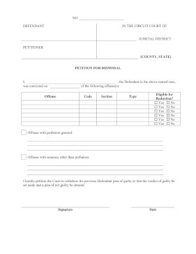 Petition For Dismissal legal pleading template