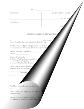 Petition For Final Distribution legal pleading template