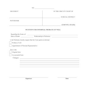 Petition For Informal Probate Of Will legal pleading template