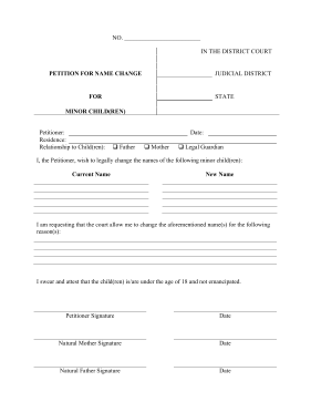 Petition For Name Change Of Minors legal pleading template