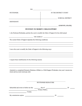 Petition to Modify Child Support legal pleading template