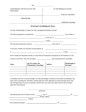 Petition to Probate Will legal pleading template