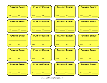 Plaintiff Exhibit Labels legal pleading template