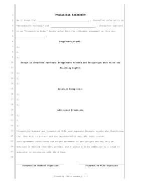 Prenuptial Agreement legal pleading template