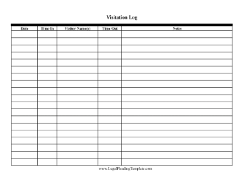 Prison Or Jail Visit Log legal pleading template