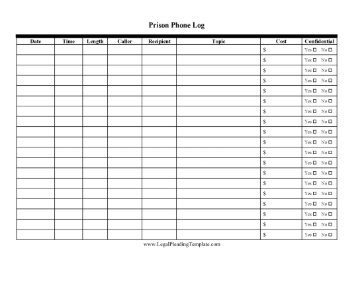 Prison Phone Log legal pleading template