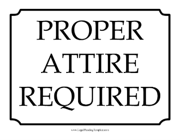 Proper Attire Required Courtroom Sign legal pleading template