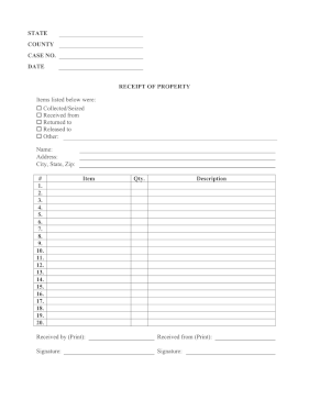 Receipt Of Property legal pleading template